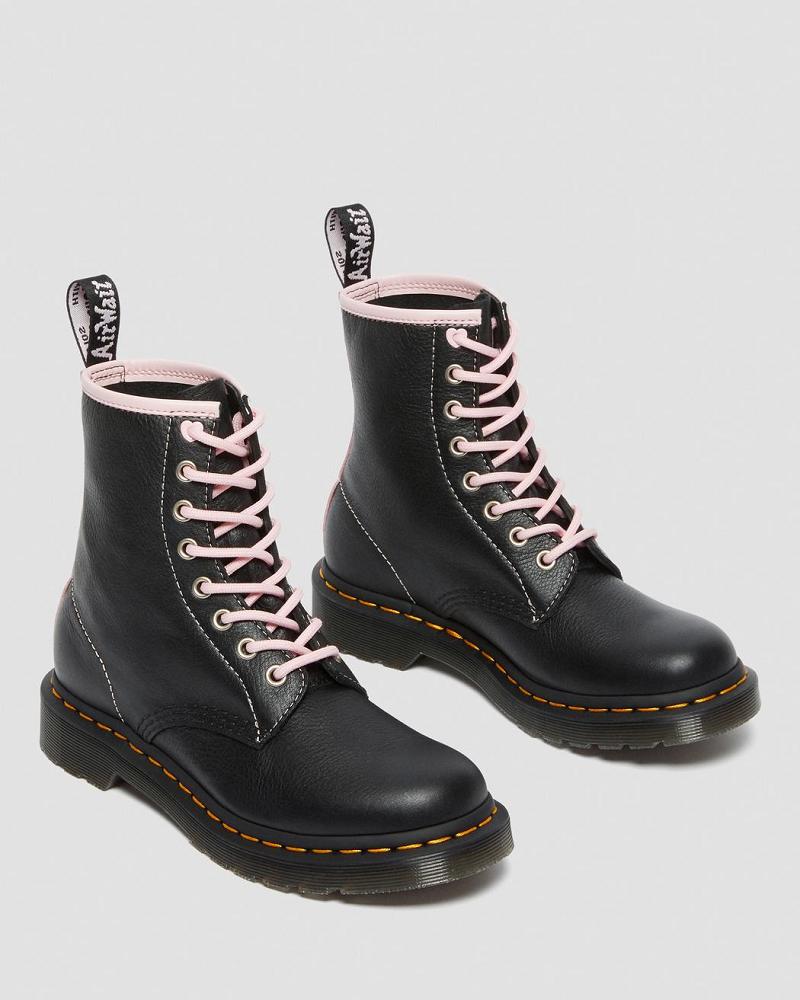 Black / Pink Women's Dr Martens 1460 Contrast Leather Lace Up Boots | CA 153HAP